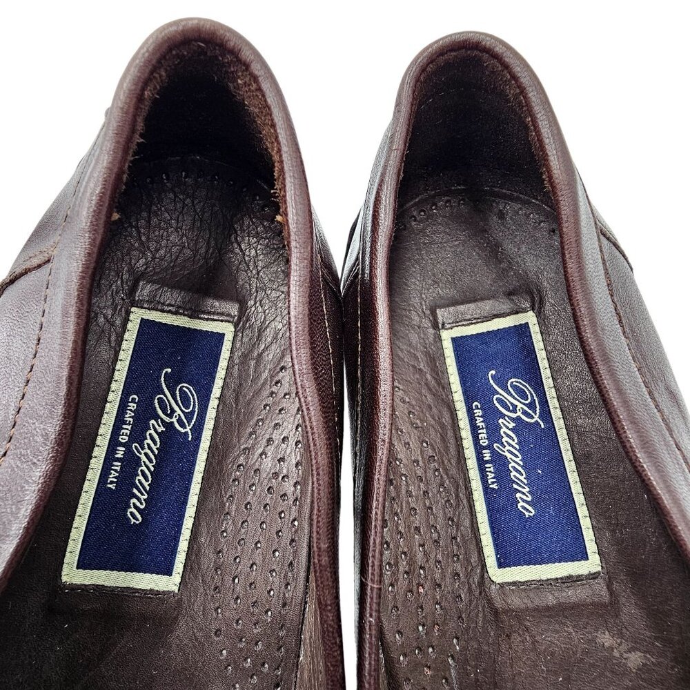 Vintage Bragano Loafers Cole Haan Italy Mens 7 Brown Leather Dress Shoes Loafers - Picture 8 of 13